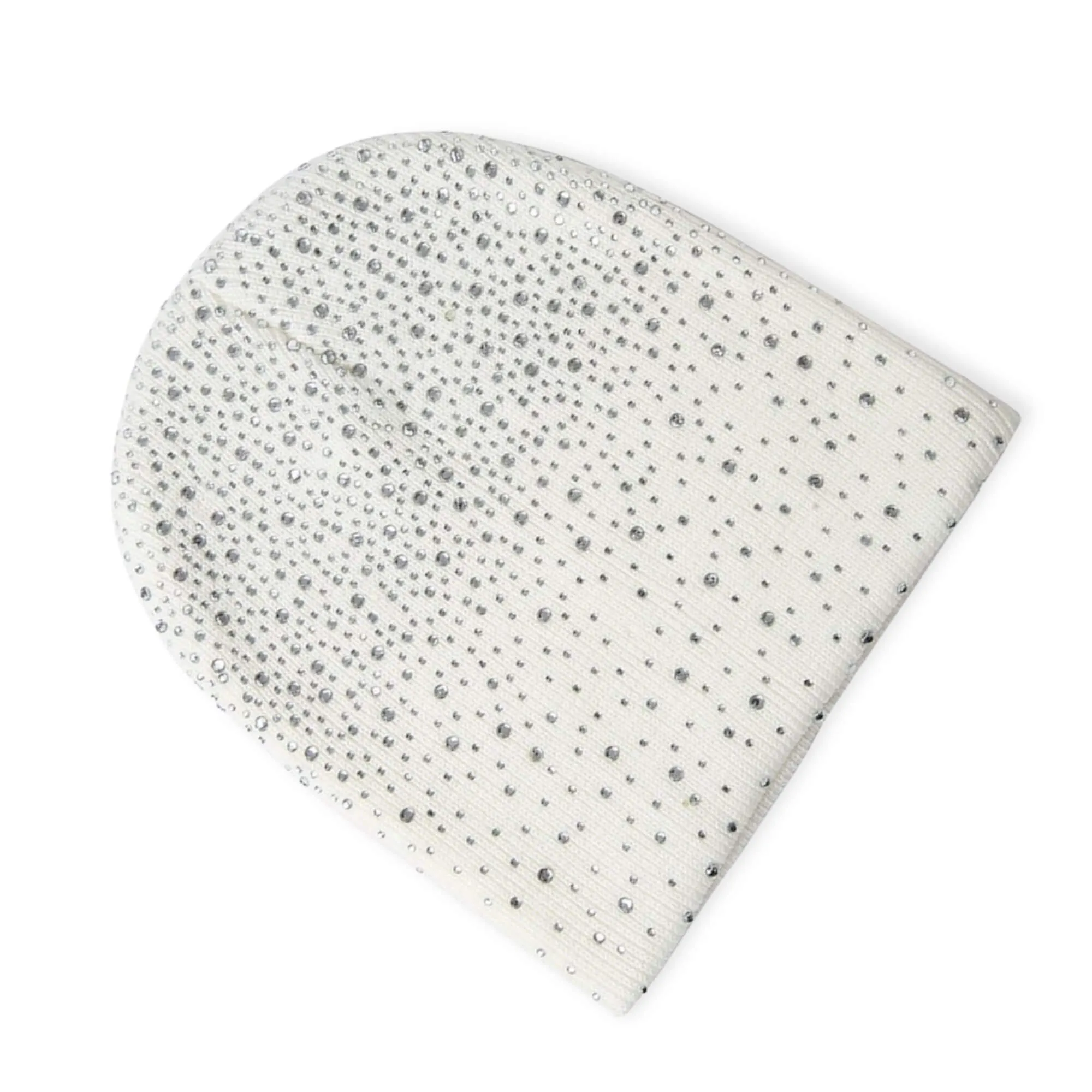 White Glittery Winter Knitted Beanie Cap