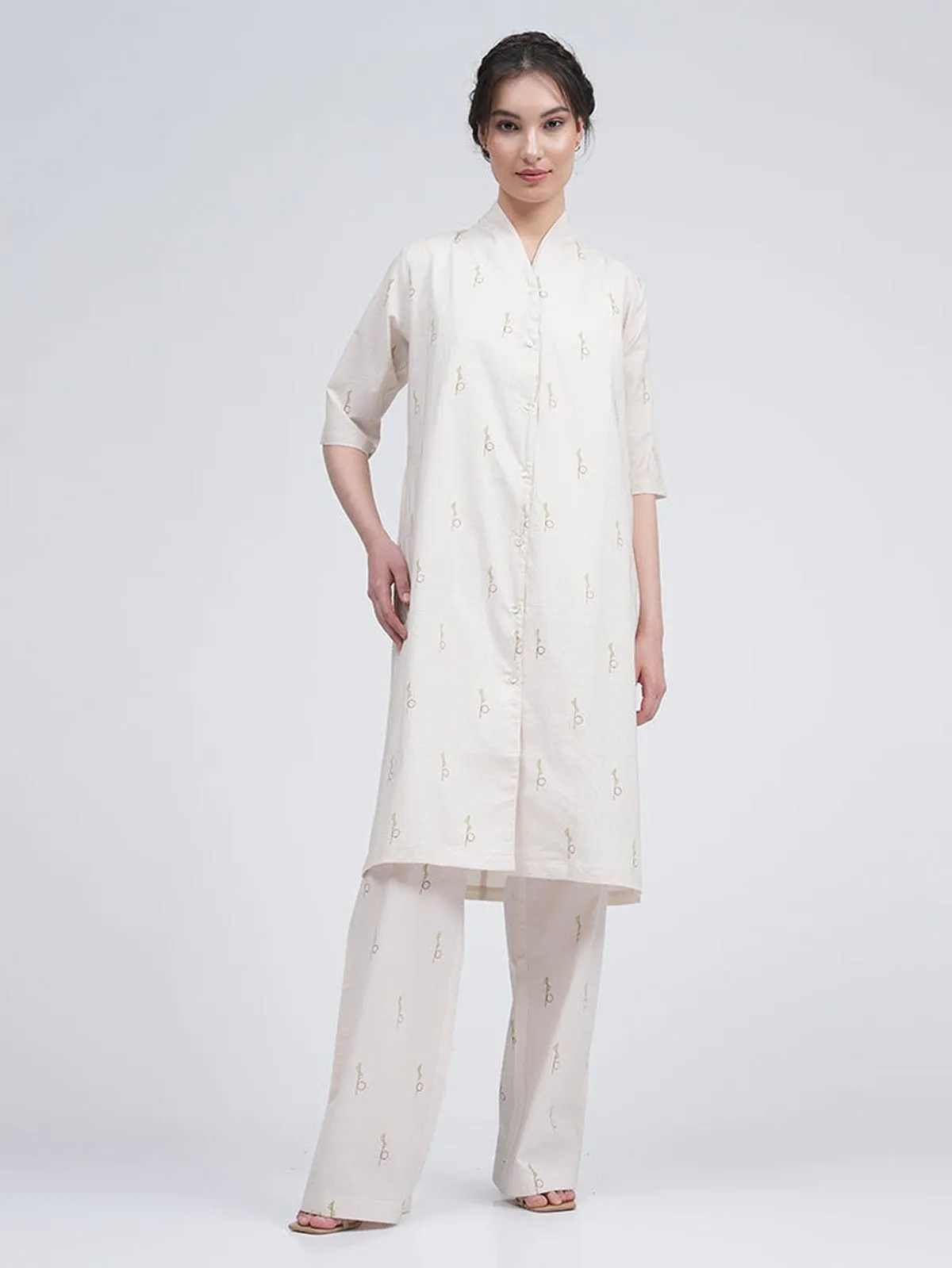 Women Organic Cotton Block Print Long Shirt