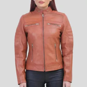 Womens Brown Cafe Racer Jacket