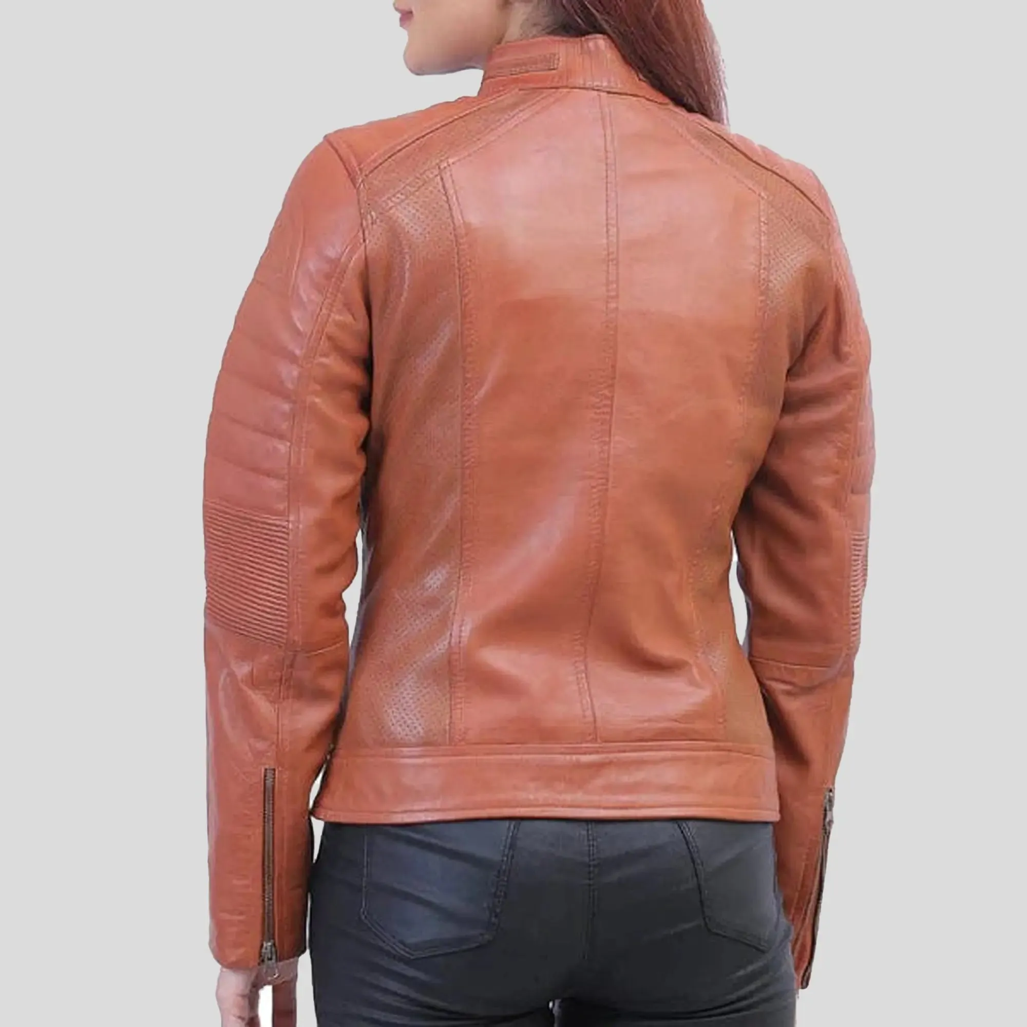 Womens Brown Cafe Racer Jacket