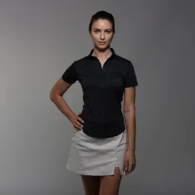 Women's Cap Sleeve Semi Spread Polo Black