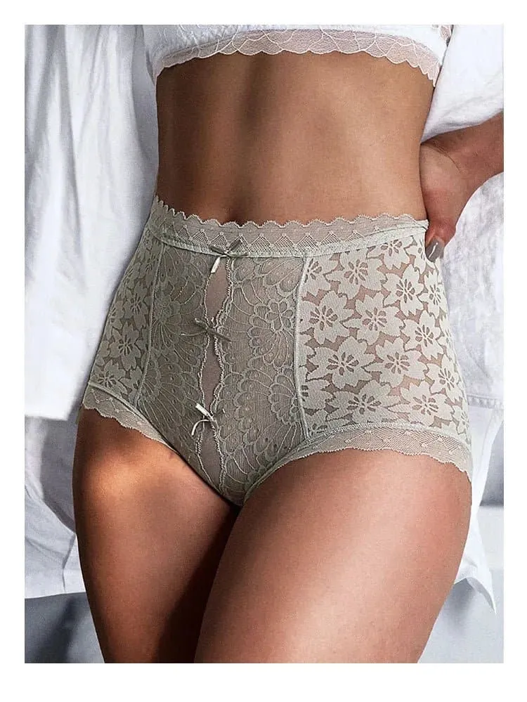 Women's High Waist Lace Underwear - Comfortable Briefs for Ladies - Breathable Fabric, Winter to Autumn - Sizes M, L, XL