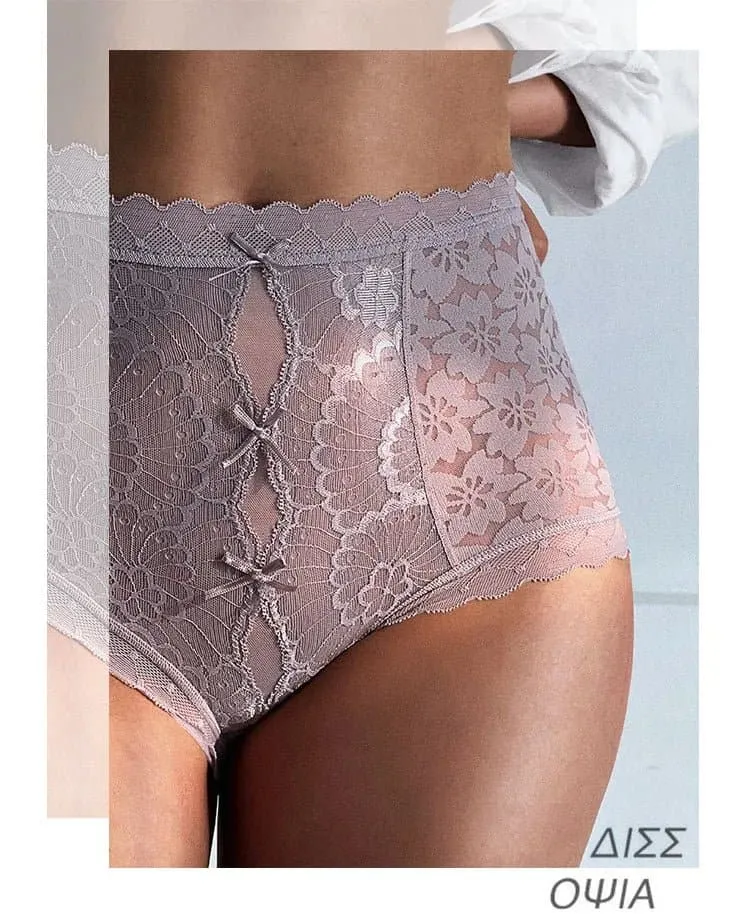 Women's High Waist Lace Underwear - Comfortable Briefs for Ladies - Breathable Fabric, Winter to Autumn - Sizes M, L, XL