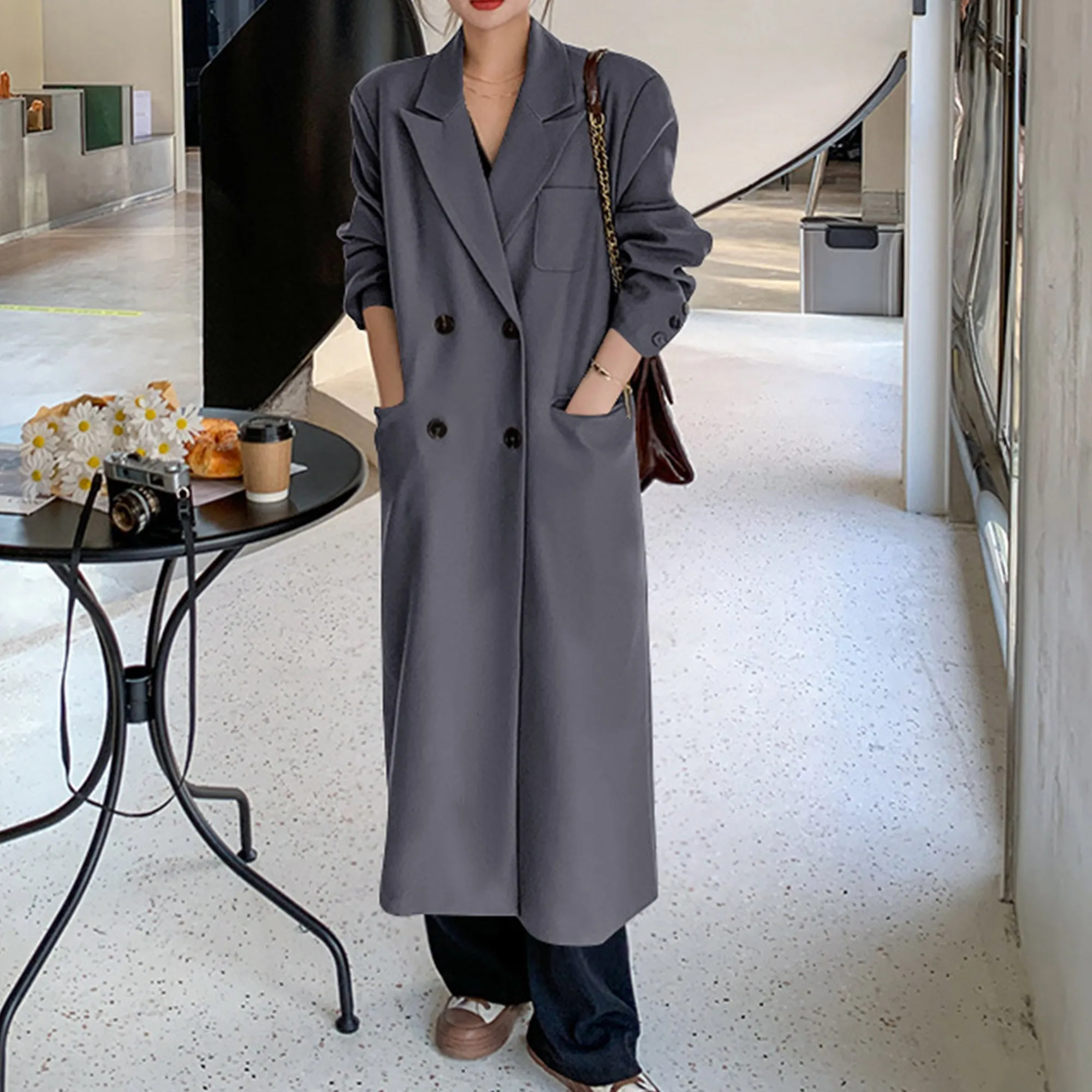 Womens Long Trench Coat, Classic Trench Coat, British Style Women's Coat Outerwear, Elegant Jacket For Women, Spring Clothing