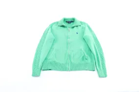 Women's Polo by Ralph Lauren Embroidered Logo Green Zip Up Sweater