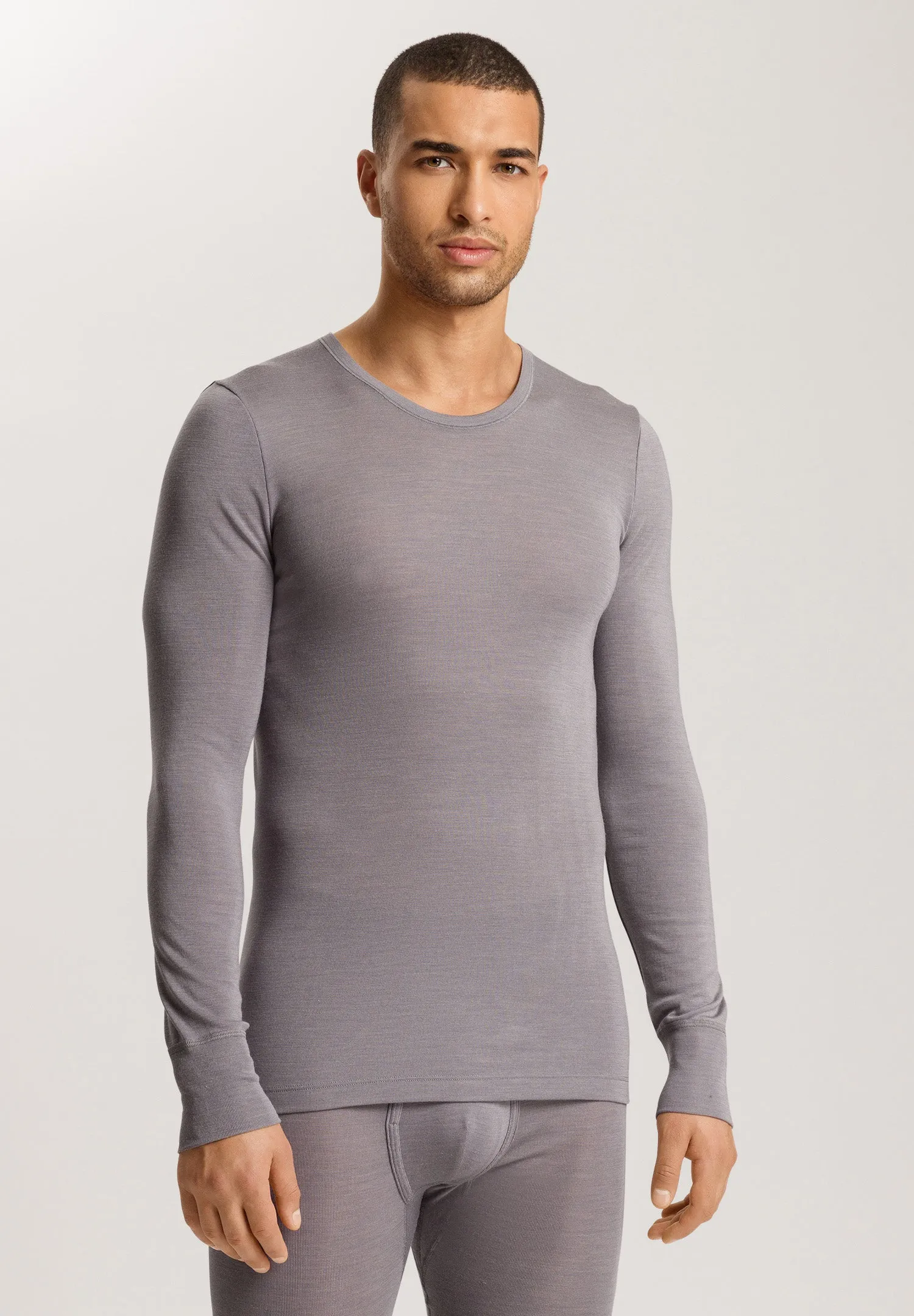 Woolen Silk M Wool and Silk Fitted Top | Nordic Grey 73402-2686