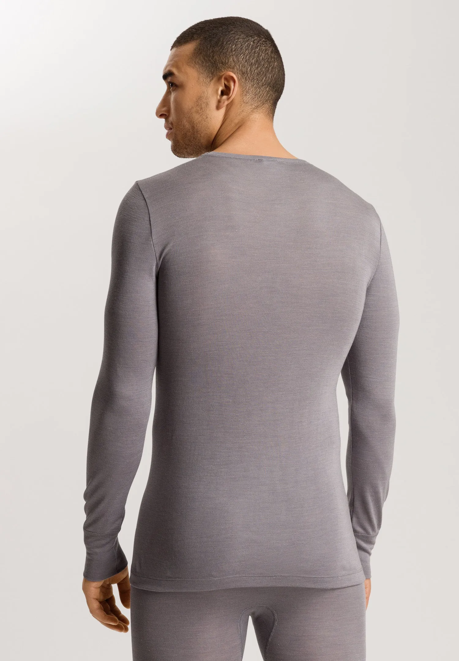 Woolen Silk M Wool and Silk Fitted Top | Nordic Grey 73402-2686