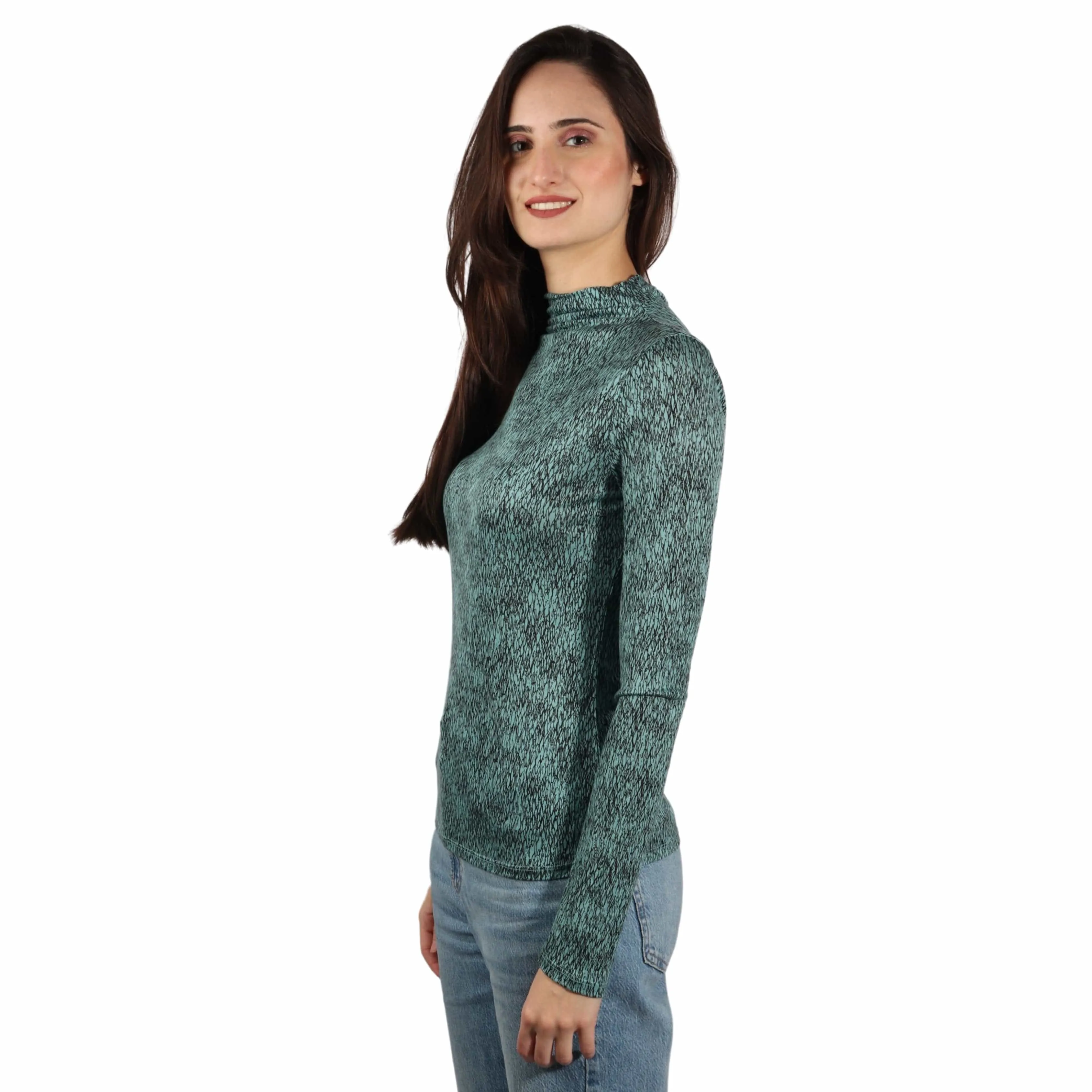 WORTHINGTON - Turtleneck in Jade Print