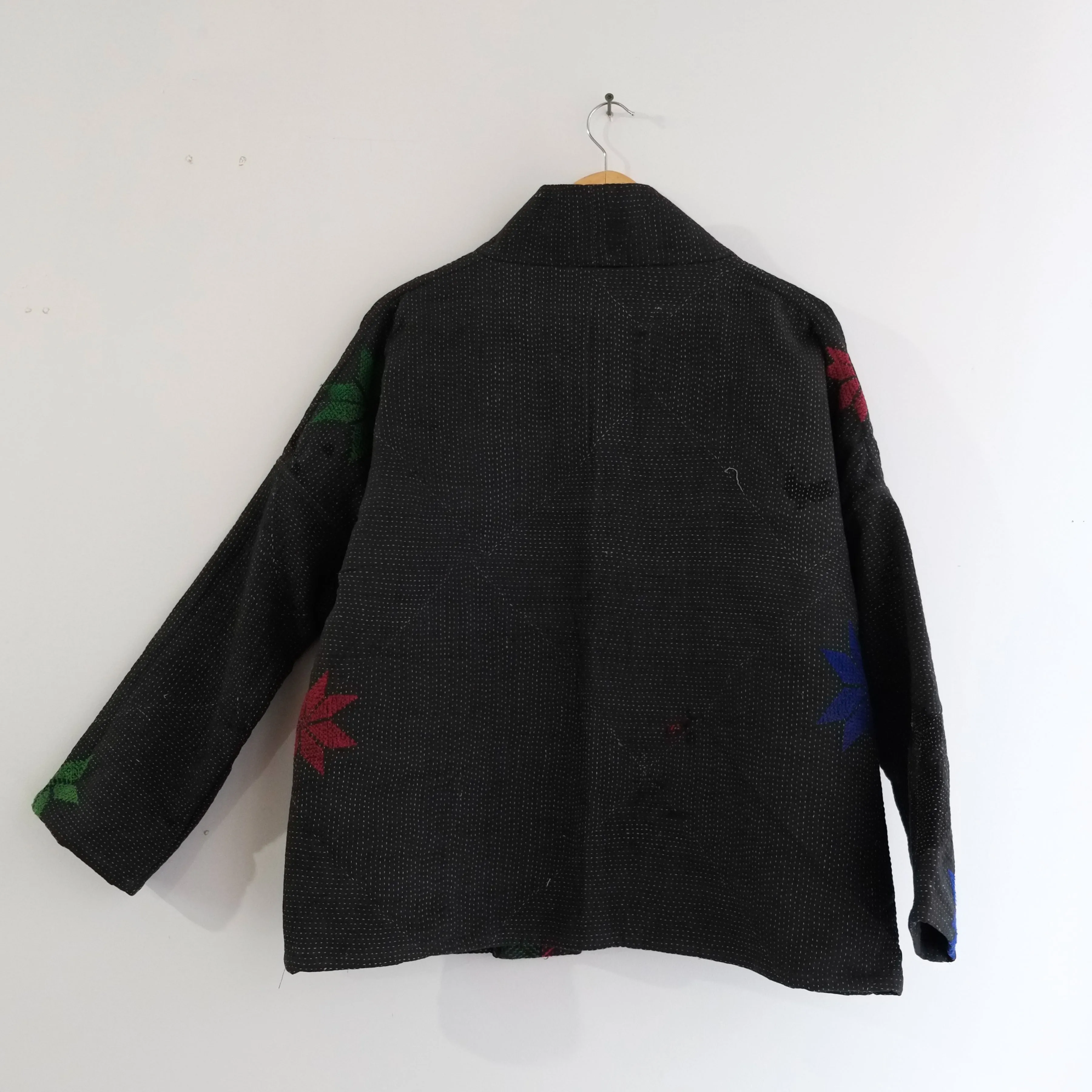 XS Black with Embroidered Flower Anoushka Jacket LL079