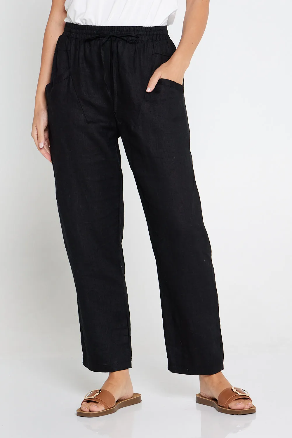 Yanisha Linen Pants - Black