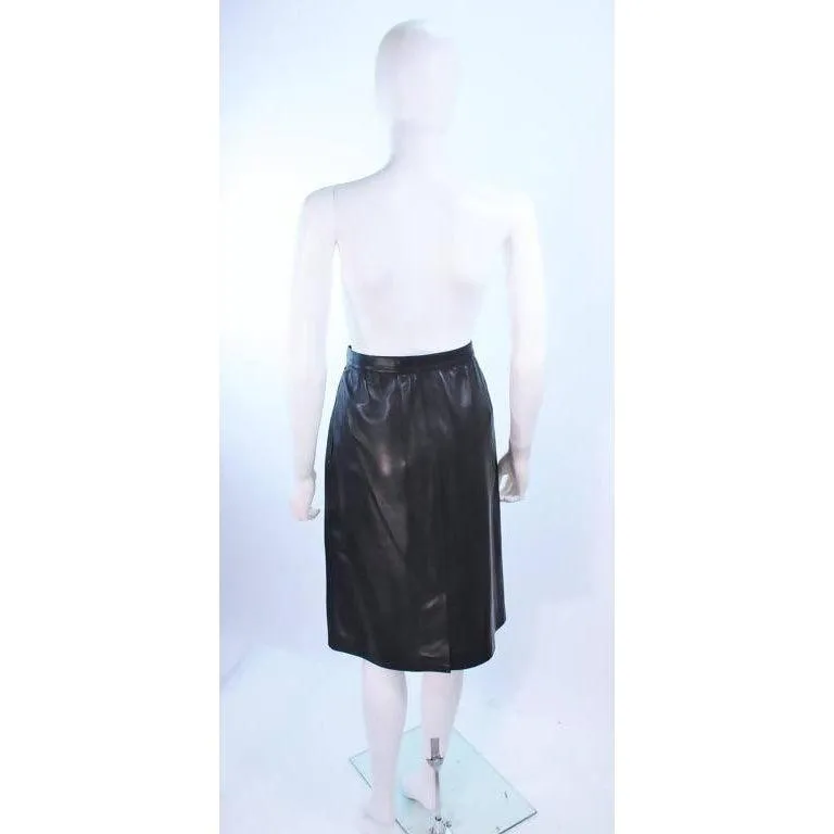 YVES SAINT LAURENT Black Leather Skirt | Size EU 46